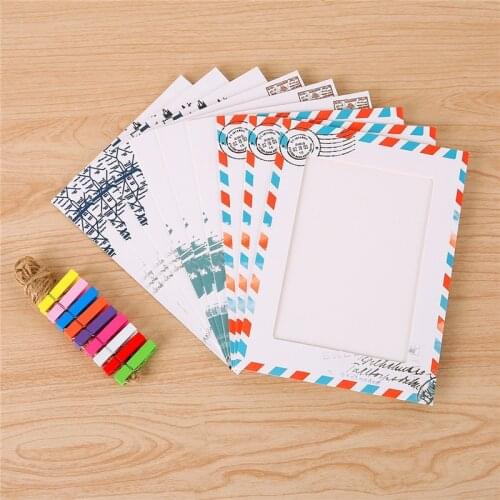 9Pcs Envelope Paper Photo Frame with Clips and 2M Rope 7 Inch DIY Wall Hanging Picture Album Birthday Party Wedding Decorations