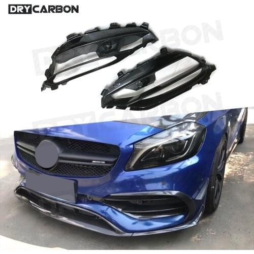 Carbon Fiber Front Bumper Vent Trim Bumper Air Vent Frame Trim For Mercedes-Benz A Class W176 A45 AMG A180 A200 Sport 2016-2017