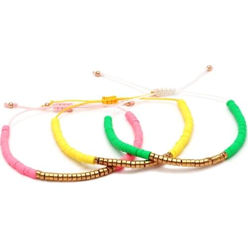 African Vinyl Record Beads Heishi Bracelets Women Men Eco Friendly Polymer Clay Disc Beads CCB Modern Fashion Everyday Jewelry