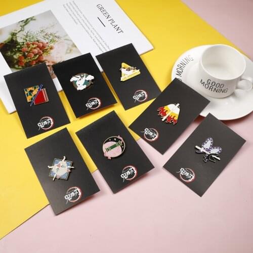 Anime Demon Slayer: Kimetsu no Yaiba Enamel Pins Fans Collection Cute Denim Shirt Clothes Lapel Pin Badge Gift for Kids Friends