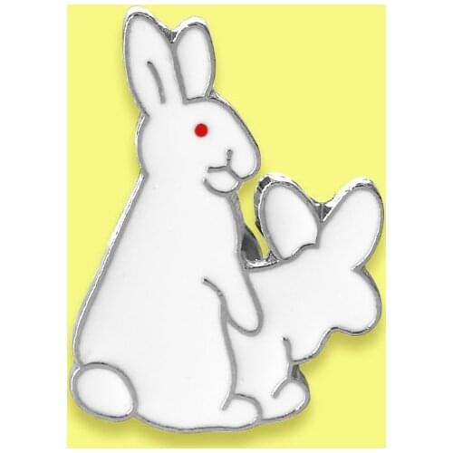 Lovely White Rabbits Brooch Evil Animal Coniglio Bunny Enamel Pins Metal For Women Lapel Coat Shirt Bag Badge Brooches Bijoux
