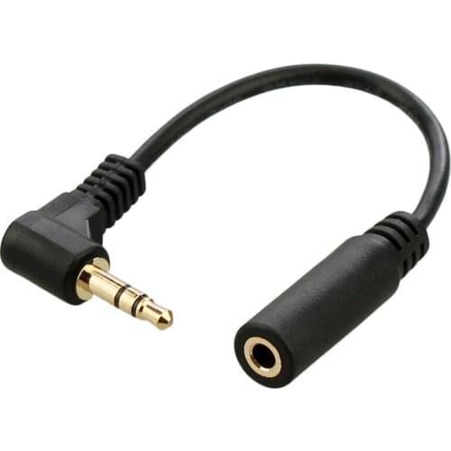 CYSM 10cm Black 90 Degree Right Angled 3.5mm 3poles Audio Stereo Male to Female Extension Cable