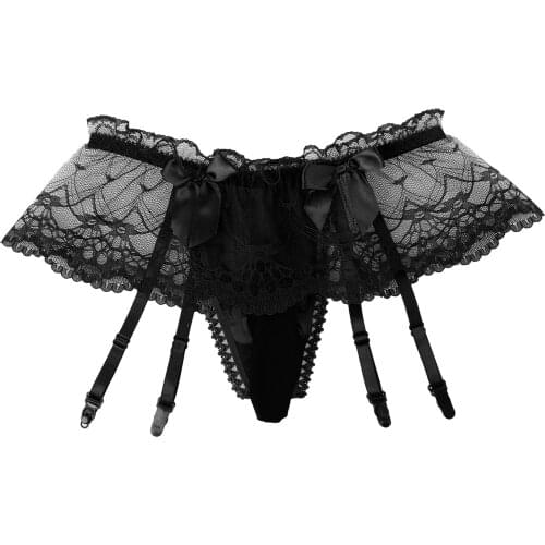 Men Sissy Gay Sexy See Through Lace Underpants Underwear Lingerie Costume Thong G-strings Briefs Panties Bow Porno Sexy Briefs