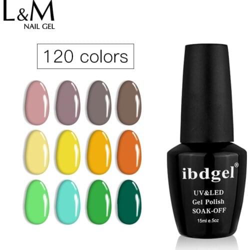 12pcs/lot ibdgel black bottle Gelatu series gel nail polish 120 COLORS Gel Nail Polish Nail Art UV/LED Gel Polish Semi Permanent