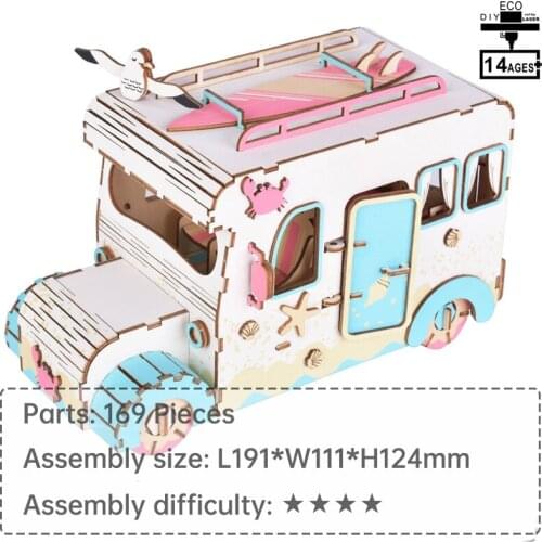 Tourist RV toys mini puzzle wood toys educational toys toys for girls learning toys for children puzzle 3d toys for children