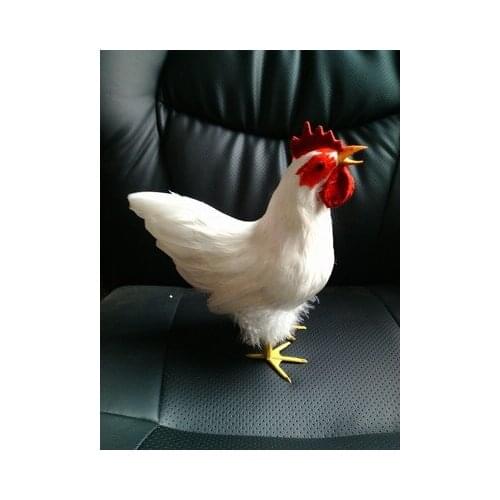 Simulation white cock 23x22cm model,polyethylene&furs chicken toy.home decoration Xmas gift w4207