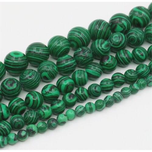 6 8 10 12 14mm Green Malachite Stone Round Jades Jaspers Loose Beads Women Girl DIY Hand Made Jewelry Making Design Accessorise