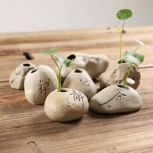 Stone Shape Ceramic Stoneware Small Vase Zen Ornaments Small Ornaments Hydroponic Plant Pots Small Fresh Flower Inserts