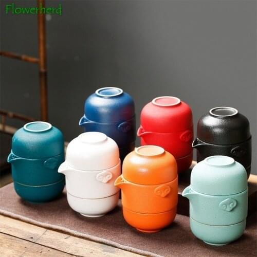 Ceramic Kung Fu Tea Set Tea Travel Teaware One Pot Two Cups with Bag Chinese Tea Set Tea Pot and Cup Set Kungfu Tea Set