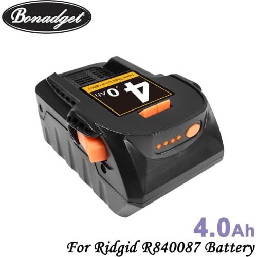 Bonadget 4000mAh 18V Li-ion For RIDGID R840083 R840085 R840086 R840087 Series AEG Series Battery Rechargeable Power Tool Battery