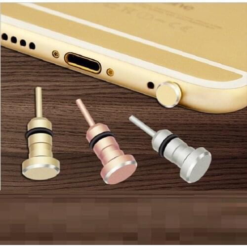 Metal Phone 2 in 1 Sim Card Tray Eject Pin Tool & 3.5mm Earphone Jack Dust Plug Dustproof Cap Gadget For iPhone 6 6s 5s xiaomi