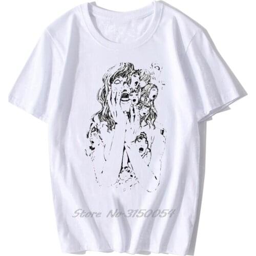 Mens T-Shirt Junji Ito T Shirt Funny Cotton Fabric Tshirt Men Short Sleeve Tomie Japanese Kago Manga Horror Harajuku Tees