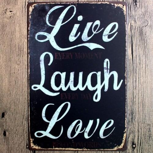 Live Laugh Love Retro Tin Metal Wall Art Signs, Original Design Thick Tinplate Print Poster Wall Decoration