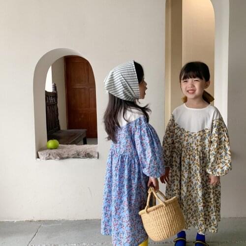 Girl Dress Kids Baby Clothes 2021 Floral Spring Autumn Outwear Party Princess Uniform Dresses Cotton Children Clothing Vestido R