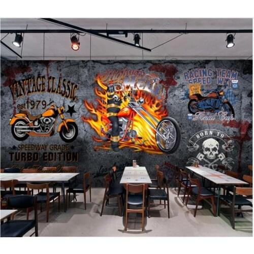 Custom photo wallpaper for walls 3 d murals European style retro tide wall brick motorcycle bar KTV murals background wall paper