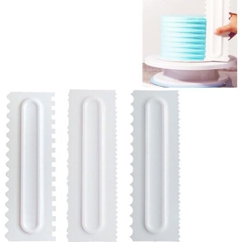 3PCS Cake Decorating Comb Cake Scraper Smoother Cream Decorating Pastry Icing Comb Fondant Spatulas Baking Pastry Tools