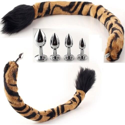 Detachable Horse Tail Anal Plug Long Faux Fur Tail Butt Plug Stainless Steel Anal Toys For Gay Men Adult Cosplay Sex Products