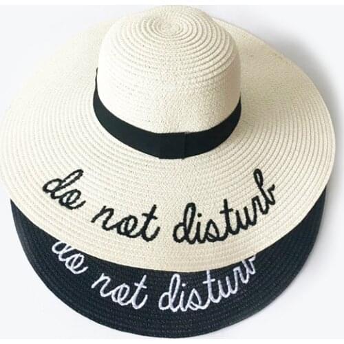 2018 Letter Embroidery Cap Big Brim Ladies Summer Straw Hat Youth Hats For Women Shade sun hats Beach hat Free Delivery