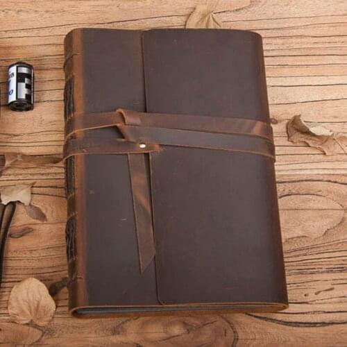 SLYNNYUEN B5 Genuine Leather Cover Photo Album Handmade Pictures Storage Book DIY Sticky Memo Fotos Gift