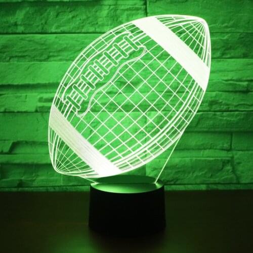 3D LED Night Light Rugby with 7 Colors Light for Home Decoration Lamp Amazing Visualization Optical Illusion Awesome
