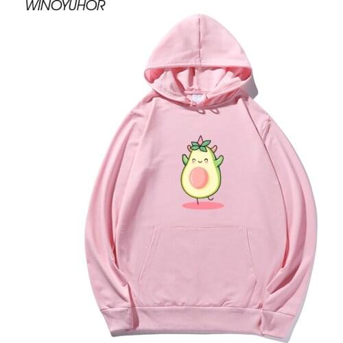 Cartoon Avocado Print Sweatshirt Woman New Spring Autumn Casual Oversiz Clothing Kawaii Loose Hoodie Female Pullovers