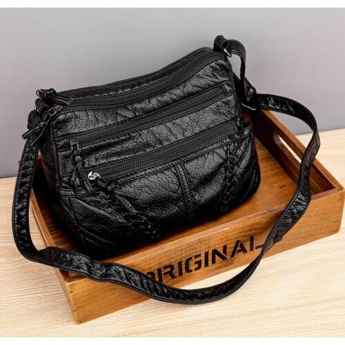Vintage Shoulder Bag For Women Soft PU Leather Crossbody Bag Braid Messenger Bag Brands Lady Handbag Shopping Mom Lady Pouch sac