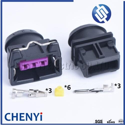 1 set 3 pin VW waterproof wire harness cable sealed connector EFI(3.5) male female pair of EV1 fuel Injector Connector 443906233