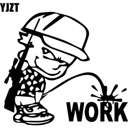 YJZT 15.7X17.2CM WORK Peeing Boy Funny Bumper Decoration Car Sticker Vinyl Decals C25-0688