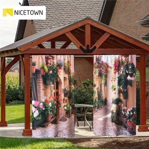 NICETOWN 24 Printed Curtains Landscape Grommet Window Treatments Backdrop Office Sitting Room Luxury Curtains Closet Curtain