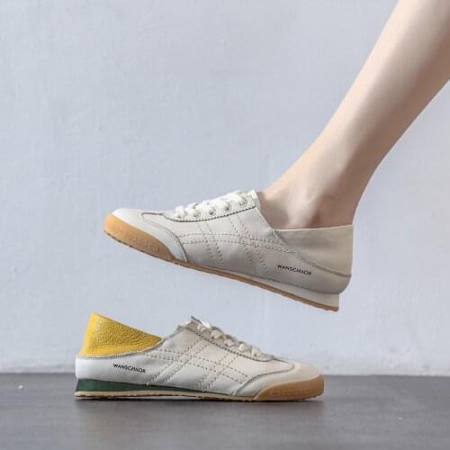 Spring and Summer Womens Single Shoes Soft Sole Comfortable Shallow Mouth Flats Shoes Two Wear Soft Leather White Shoes