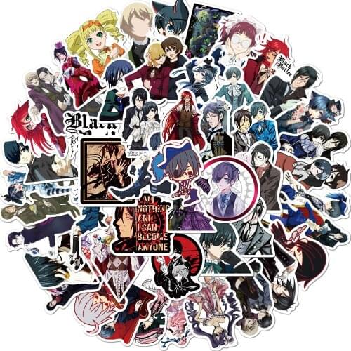 10/50Pcs/set Anime Black Butler Stickers For Guitar DIY TOY Bicycle Motorcycle Car Skateboard Snowboard Laptop Luggage