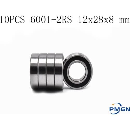 10PCS ABEC-5 6001-2RS 6001 2RS 6001RS 6001 RS 180101 RS 12x28x8 mm Rubber seal High quality Deep Groove Ball Bearing 6001-2RSH