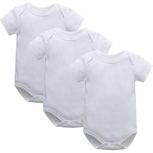 3 Pack/lot Unisex Solid Black Cotton Fashion Boys Girls Short Sleeve Bodysuit Newborn Baby Clothes