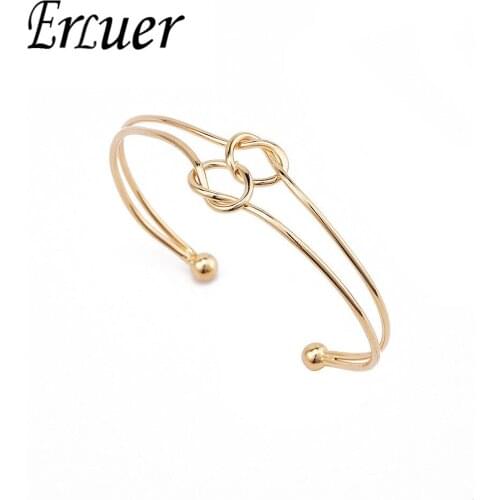 Adjustable 4PCS/1SET Bohemia Vintage Fashion Bangles Gold Color Knot Round Open Bracelets For Women Bijoux Jewelry Love Gifts