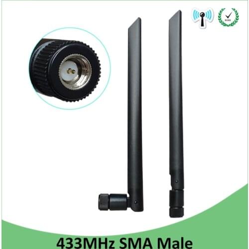 433Mhz Antenna 5dbi lora 2pcs SMA Male Connector 433 MHz Directional Antena Rubber Aerial Wireless Repeater Lorawan antenne 433m
