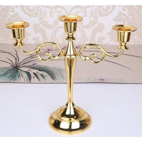 5 pcs Metal Candle Holders 3-arms Candle Stand Wedding Decoration Candelabra Centerpiece Candlestick Silver/Gold