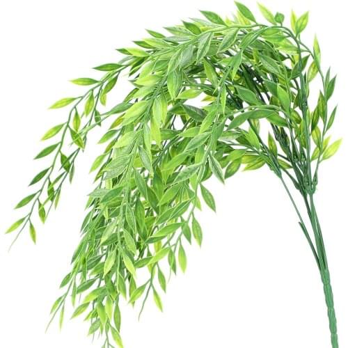 5 Fork Artificial Leaves Plastic Plant Vine Wall Hanging Garden Living Room Club Bar Decorated Fake Leaves Green Plant Ivy p25