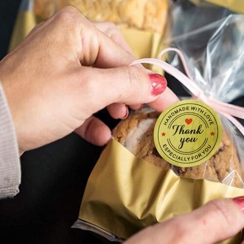 500pcs Labels Stickers Round Gold Color Thank You Stickers Seal Labels Scrapbooking for Food Package Stationery Gifts 1inch