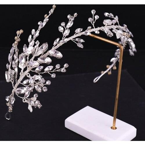 ACRDDK Romantic Handmade Crystal Cluster Beads Wedding Headbands Bridal Tiara Hair Jewelry Hairbands Wedding Hair Accessories SL