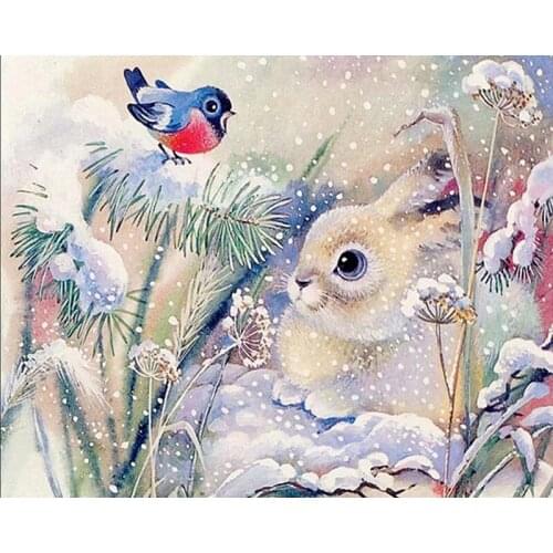 ARMYQZDIY Diamond Painting Setting Snow Rabbit & Bird Cross Stitch Full Square/Round diamond painting rhinestones gift