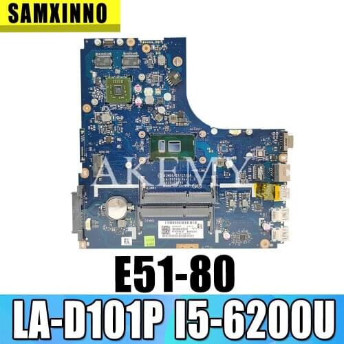 BIWB6/B7/E7/E8 LA-D101P mainboard For Lenovo Ideapad B51-80 Laptop Motherboard with SR2EY I5-6200U FRU:5B20K57320 100% tested OK