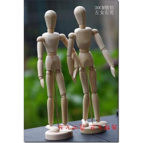 Wood man joint doll Decoration gift Painting material Anime human model 30cm male and female