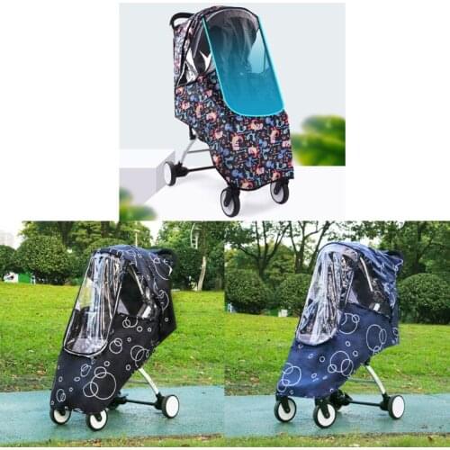 Strollers Cartoon Rain Cover Weatherproof Umbrella Wind Shield Fog for Children D08C