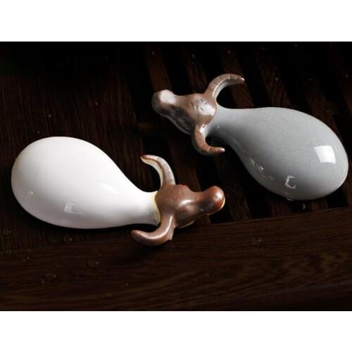 Home decor Purple clay ceramic tea ornaments porcelain kiln ceramic cow ornaments Figurines