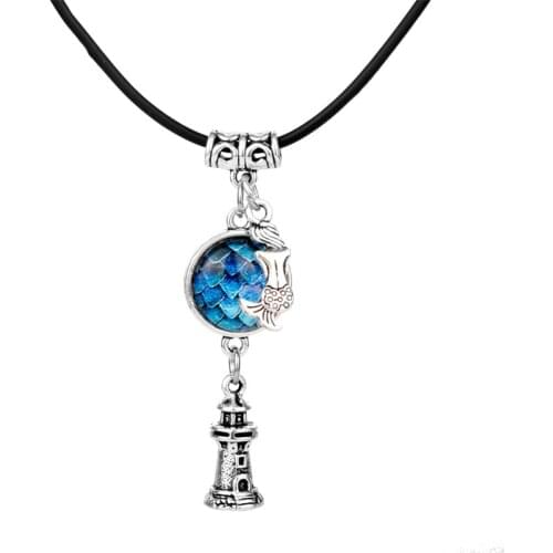 Gothic Necklace Women Charms Pendants Necklace with Leather Rope Fashion Choker Necklaces