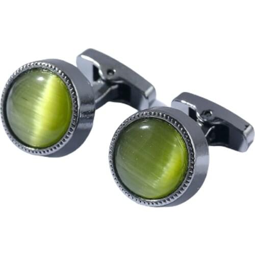 Classic Mens Cufflinks Fashion Round Silver-color Black French Shirt Cuff Links Business Banquet Wedding Jewelry