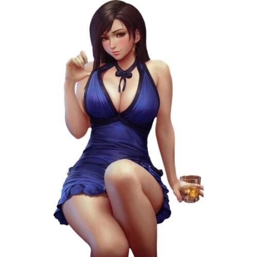 Beautiful Tifa Lockhart Girls！Removable Colored Car Stickers Cover Scratches Waterproof Anti-UV Window Windshield Accessories