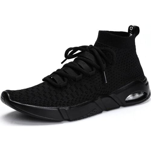 Large Size High Top Air Cushion Sneakers Socks Man Sport Shoes Mens Running Shoes Men Sports Shoes Black Knit Tenisky GMB-1098