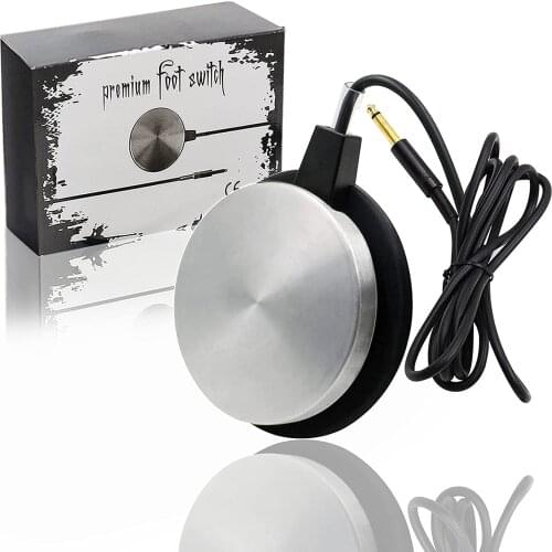 Round 360 Stainless Steel Tattoo Foot Pedal Switch Controller Power Supply White Pedal With Cord Clip Free Shipping TP-318