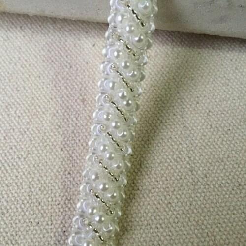 3 yards silver beaded lace trim, pearl clothing accessories collar flower diy handmade beading lace trim